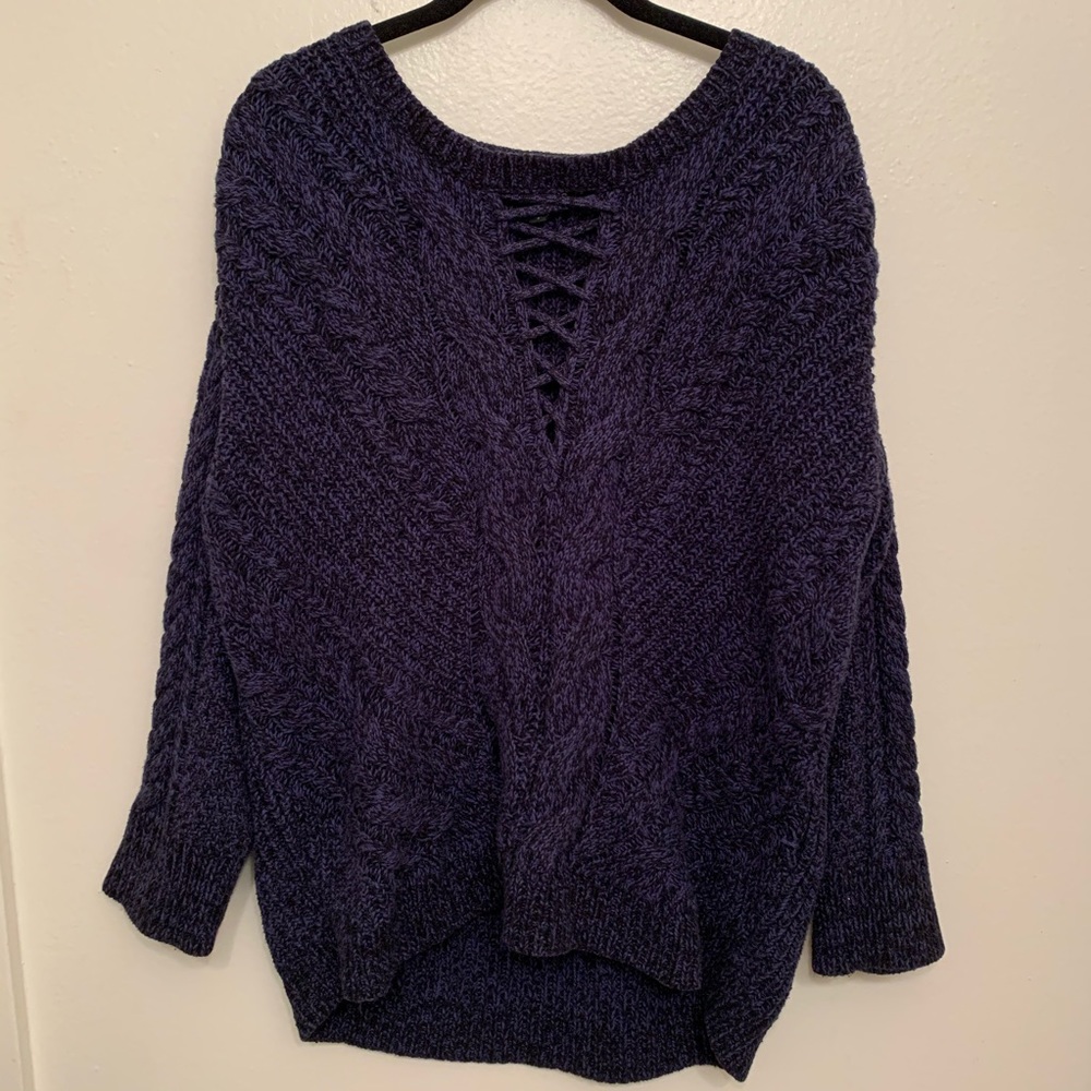 Express Navy Cable Knit Sweater
